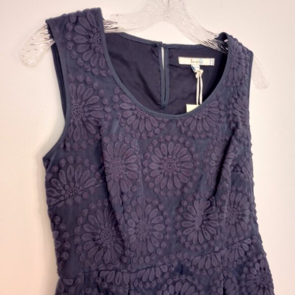 Boden Navy Sheer Embroidered Floral Overlay Sheath Dress - Picture 5 of 11